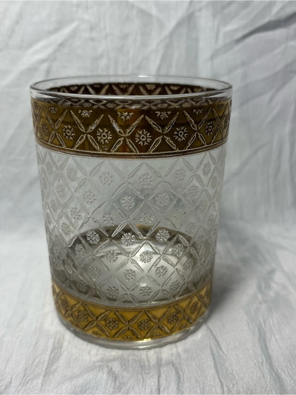 4 Vintage Culver Scintilla 22k Gold Lowball Tumblers MCM Hollywood Regency Rocks